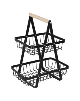 Kosz miska na owoce dwupoziomowy piętrowy metal drewno Kik Sp. z o. o. Sp. k. | Time- 2