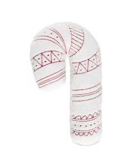 Poduszka świąteczna laska cukrowa 27x46 cm z tkaniny typu bukla biało, czerwona