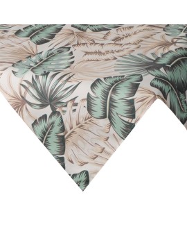 Bieżnik na stół kremowo, zielony 85x85 cm wodoodporny GARDEN na taras oraz balkon z motywem egzotycznych liści Eurofirany | Time