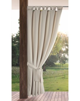 Zasłona jasnobeżowa z wodoodpornej tkaniny idealna do ogrodu i na taras 155x240 cm szelki/rzep - GARDEN Eurofirany | Time- 2