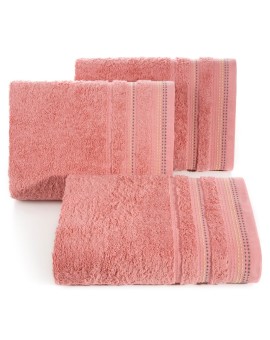 Ręcznik do rąk 30x50 cm bawełniany kolor koralowy z ozdobnym stębnowaniem 500 g/m2 POLA