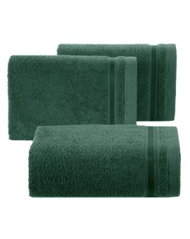 Ręcznik kąpielowy 70x140 cm bawełniany kolor ciemnozielony z bordiurą w paski 500 g/m2 ABBIE