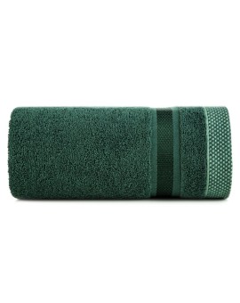 Ręcznik kąpielowy 70x140 cm bawełniany kolor ciemnozielony z bordiurą w paski 500 g/m2 ABBIE Eurofirany | Time- 2