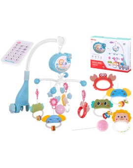 Karuzela projektor gwiazd do łóżeczka kołysanki niebieska z pilotem