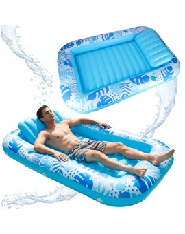 Materac dmuchany do pływania, leżak do opalania z poduszką 175cm niebieski