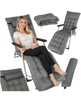 Leżak ogrodowy LUARO fotel składany turystyczny z poduszką szary