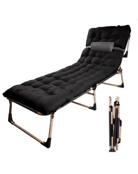 Łóżko polowe LUARO turystyczne składane leżak biznesowy 193 cm czarny Kik Sp. z o. o. Sp. k. | Time- 2