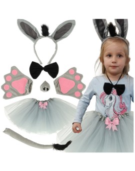 Kostium strój karnawałowy przebranie osiołek spódniczka opaska 6 elementów