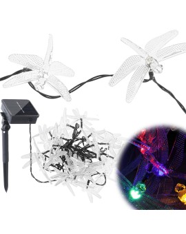 Lampki ogrodowe solarne ważki 6,5m 30LED multikolor