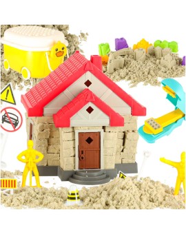 Piasek dla dzieci 750g domek foremki figurki zestaw kreatywny
