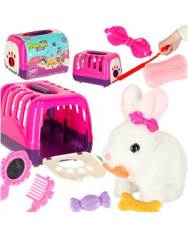 Królik króliczek z marchewką pluszowy chodzi rusza uszami