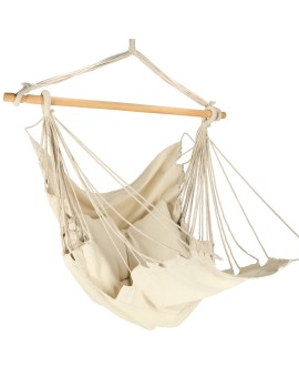 Krzesło brazylijskie z podnóżkiem leżak wiszący huśtawka 130cm beż Kik Sp. z o. o. Sp. k. | Time- 2