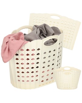 Kosz na zakupy pranie składany organizer łazienkowy z uchwytem kremowy