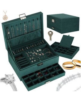 Szkatułka kuferek na biżuterię organizer zielony