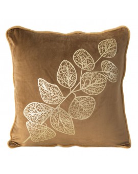 Poszewka z welwetu ze złotym nadrukiem ażurowej gałązki oraz ozdobną wypustką