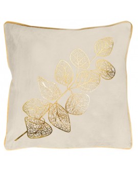 Poszewka z welwetu ze złotym nadrukiem ażurowej gałązki oraz ozdobną wypustką
