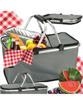 Kosz termiczny piknikowy składany szary