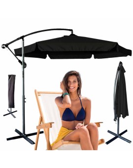 Parasol ogrodowy LUARO duży składany z wysięgnikiem 290cm czarny Kik Sp. z o. o. Sp. k. | Time- 2