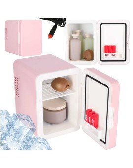 Lodówka turystyczna elektryczna samochodowa mini na jedzenie kosmetyki grzanie chłodzenie 2w1 4L różowa