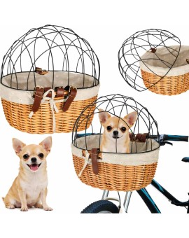 Koszyk wiklinowy na rower z kratką metalową transporter dla kota psa