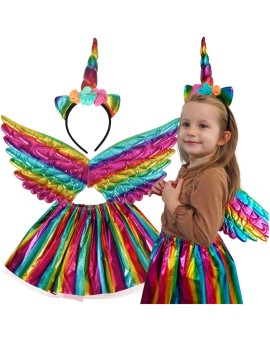 Kostium strój karnawałowy przebranie jednorożec spódnica opaska multikolor