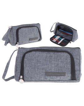 Piórnik szkolny dwukomorowy saszetka kosmetyczka rozkładany 3w1 szary Kik Sp. z o. o. Sp. k. | Time- 2