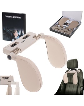 Zagłówek samochodowy poduszka podróżna oparcie na głowę szyje do samochodu regulowane  beżowy