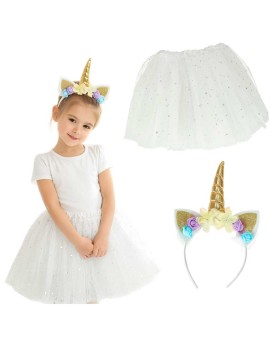 Kostium strój karnawałowy przebranie Jednorożec opaska + spódniczka tiulowa 3-6lat