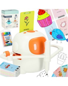 Zabawka interaktywna edukacyjna robot nauka rysowania fiszki mazaki pomarańczowy