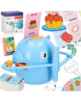 Zabawka interaktywna robot nauka rysowania fiszki kolorowe mazaki niebieski