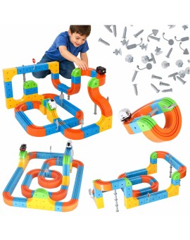 Klocki magnetyczne konstrukcyjne tor wyścigowy pociągi 140 elementów