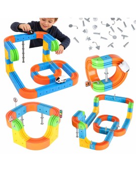 Klocki magnetyczne konstrukcyjne tor wyścigowy pociągi 101 elementów