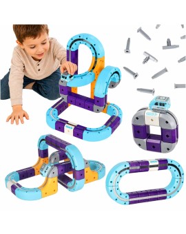Klocki magnetyczne konstrukcyjne tor wyścigowy auta 54 elementy