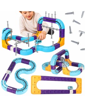 Klocki magnetyczne konstrukcyjne tor wyścigowy auto 87 elementów