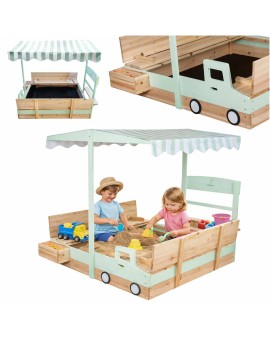 Piaskownica drewniana LULILO Vendo obracany daszek 360° zamykana ławki 120cm