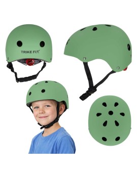 Kask rowerowy dla dziecka Trike Fix dziecięcy regulowany LED S 48-54cm zielony ciemny