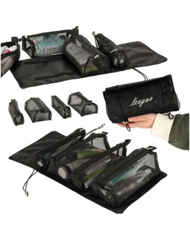 Kosmetyczka składana podróżna wypinana zwijana 4w1 duża pojemność przenośna czarna