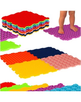 Mata sensoryczna puzzle montessori do masażu stóp 8 elementów kolorowe