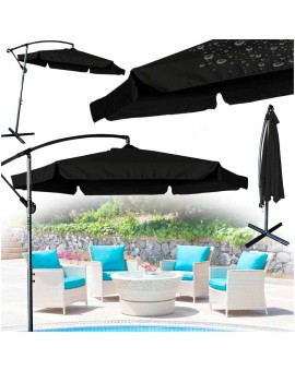Parasol ogrodowy LUARO duży składany z wysięgnikiem 290cm czarny
