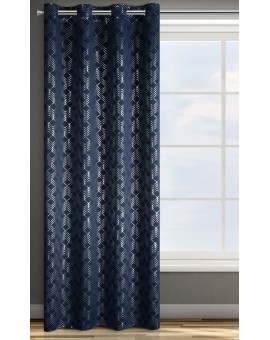 DESIGN 91 Zasłona zaciemniająca typu blackout z geometrycznym srebrnym nadrukiem Eurofirany | Time4house - 2