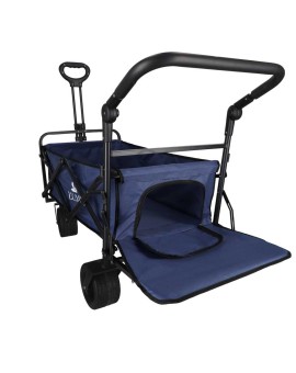 Wózek transportowy LUARO plażowy składany z daszkiem i siatką 120l granatowy Kik Sp. z o. o. Sp. k. | Time- 2