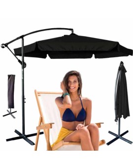 Parasol ogrodowy LUARO duży składany z wysięgnikiem 290cm czarny Kik Sp. z o. o. Sp. k. | Time- 2