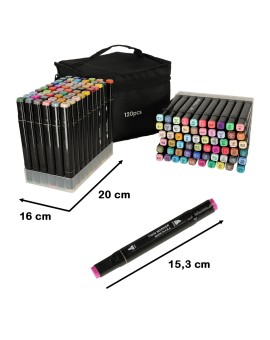 Markery dwustronne mazaki alkoholowe w etui 120 + podstawka