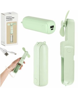Wiatrak biurkowy wentylator mini ręczny składany wiatraczek przenośny USB zielony