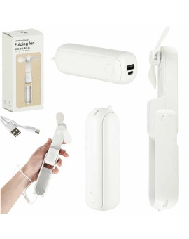 Wiatrak biurkowy wentylator mini ręczny składany wiatraczek przenośny USB biały