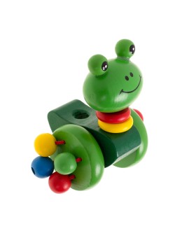 Pchacz na kiju żabka spacerowa drewniana