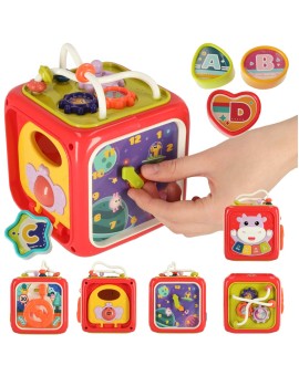 Sorter układanka kostka sensoryczna klocki edukacyjne Montessori 6w1