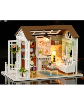 Domek dla lalek drewniany salon model do złożenia LED 8008-A 20,6cm