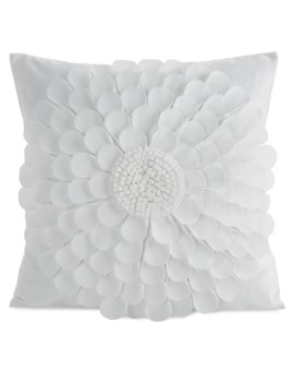 Poszewka na poduszkę 45 x 45 cm z welwetu kolor kremowy zdobiona trójwymiarowym motywem kwiatu FLORES 2