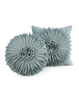 Poszewka na poduszkę 45 x 45 cm z welwetu kolor miętowy zdobiona dużym kwiatem 3D FLORES 3 Eurofirany | Time- 2